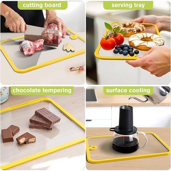 Yellow Temper Glass Cutting Board 13 x 18” - Picture 4 of 7